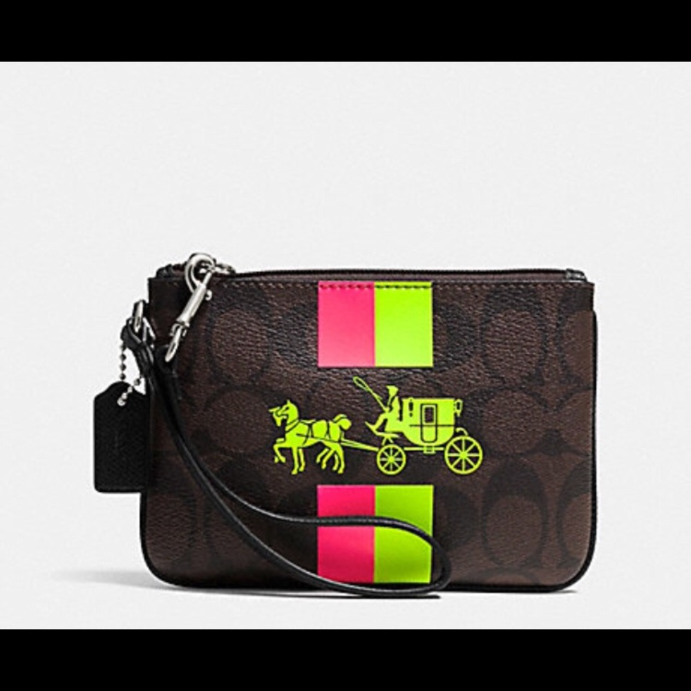 Coach Wristlet Neon Yellow/Pink